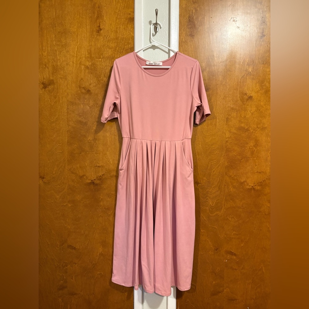 Pink Knit Midi Dress